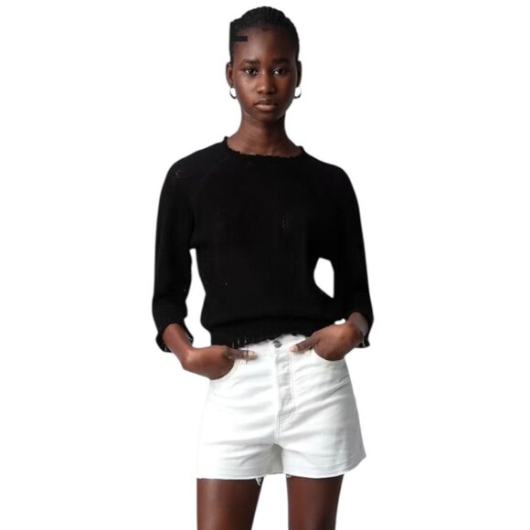 NWT Zadig & Voltaire Black Long Sleeve Moria Co Dentelle Sweater Large Reg. $368 - Picture 1 of 10